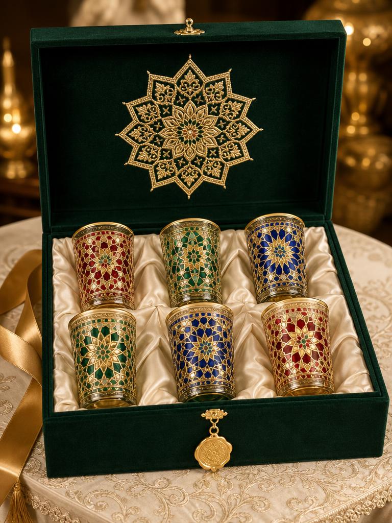 Velvet-Boxed Mosaic Tea Glasses