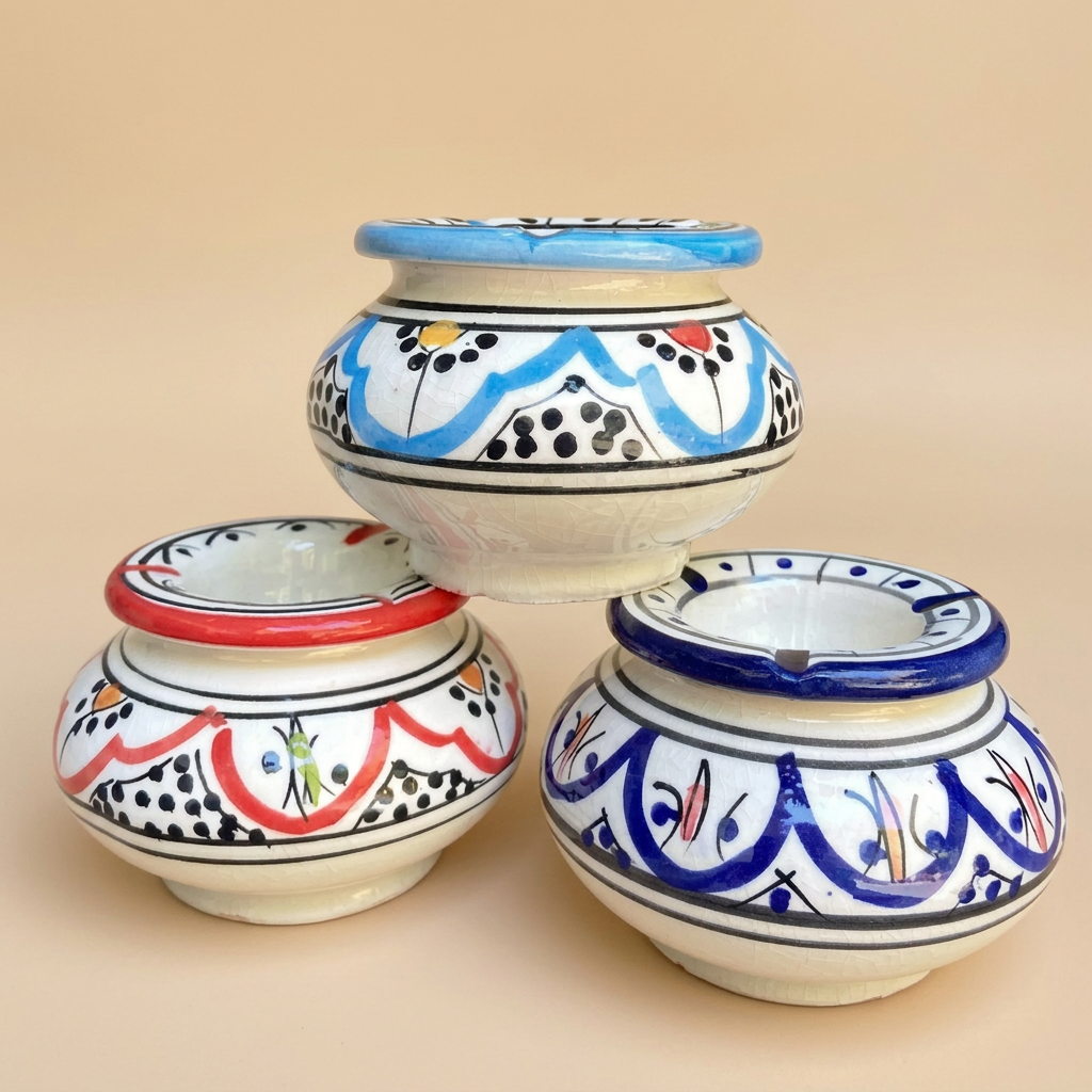 Fès Hand-Painted Ceramic Ashtrays