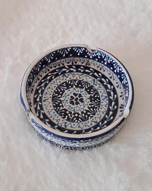 Cobalt Mandala Painted Ashtray