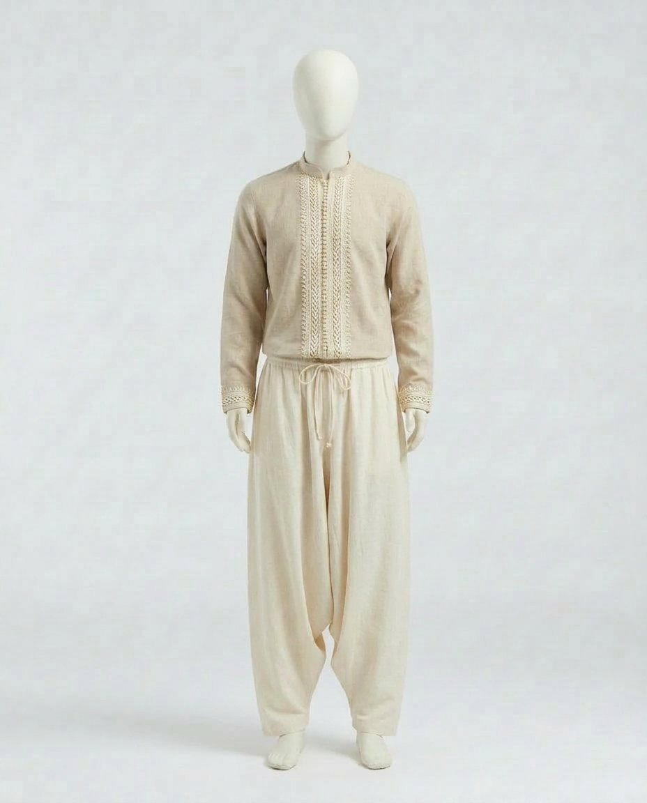 Sfifa-Braided Linen Shirt & Sarouel