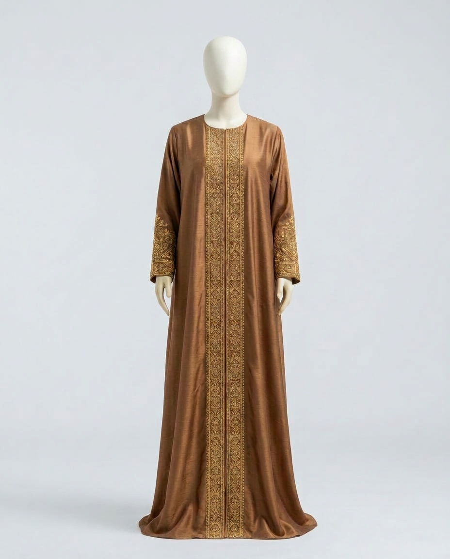 Bronze Silk Belted Takchita