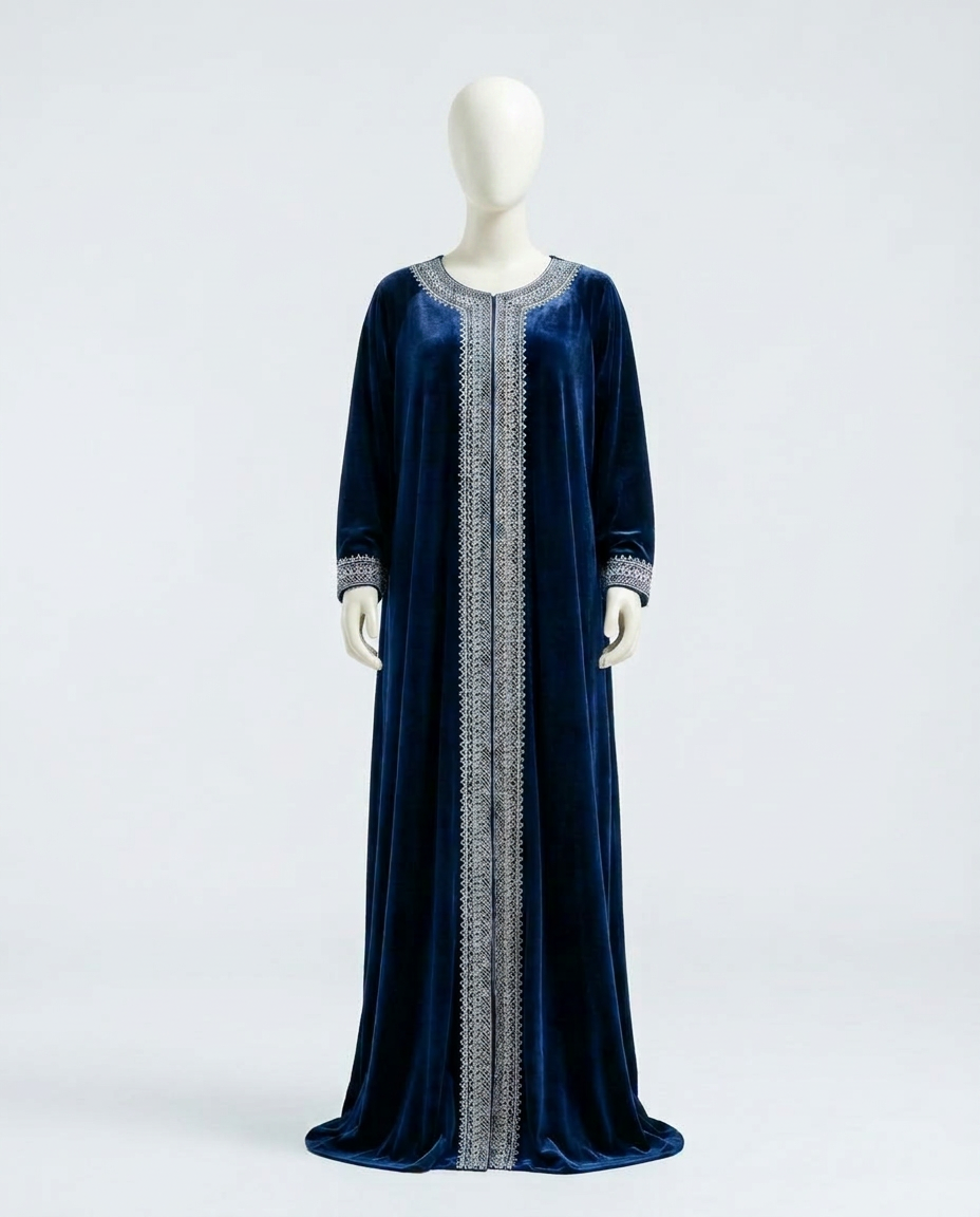 Midnight-Blue Velvet Takchita