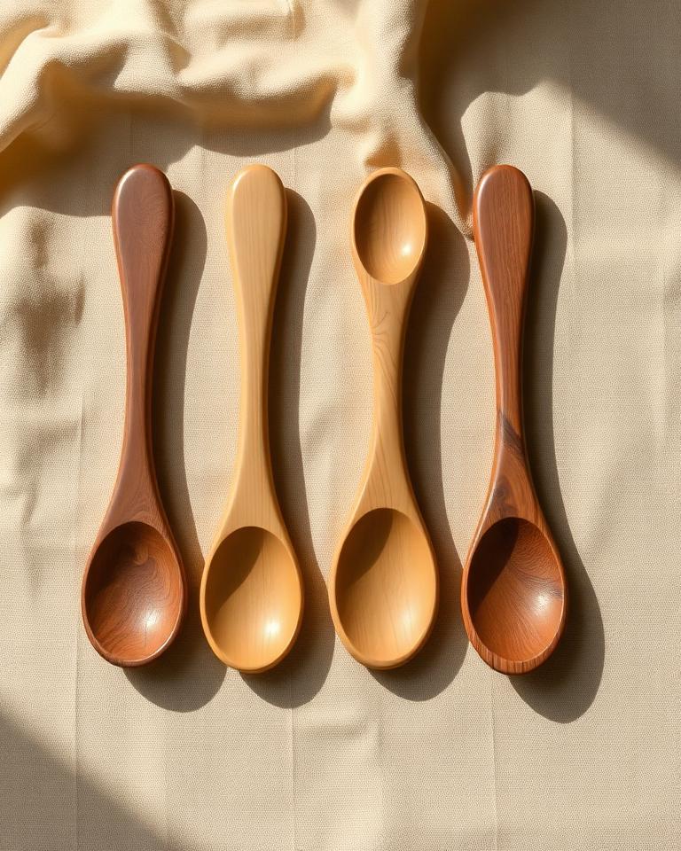 Carved Olive Wood Spoons (set of 4)